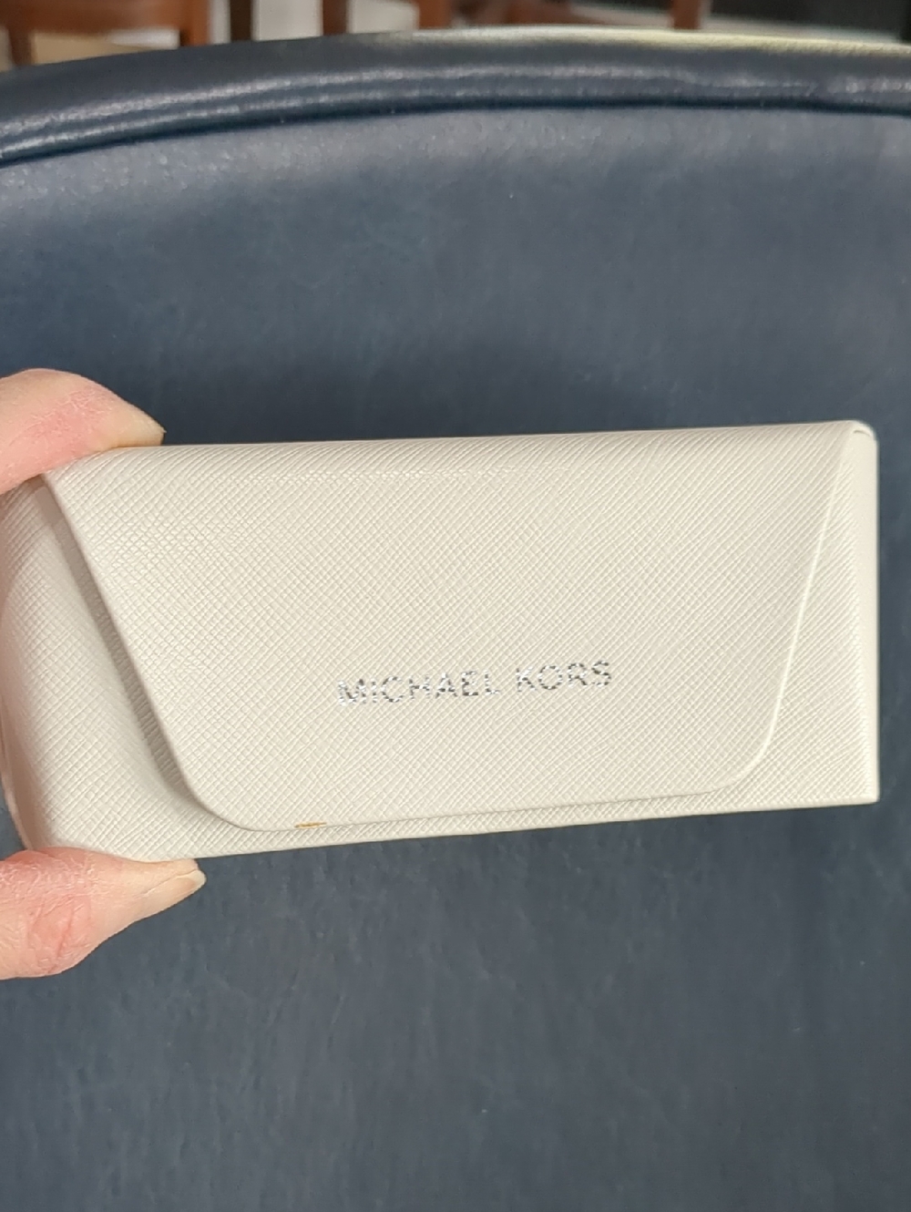 Michael Kors Cream Textured Sunglasses Case with Logo